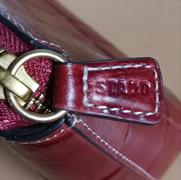 STAUD mini Shirley Bag in Canvas,burgundy Leather Crossbody Bag - Picture 15 of 16